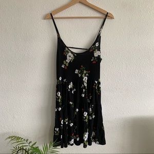 black open back babydoll dress